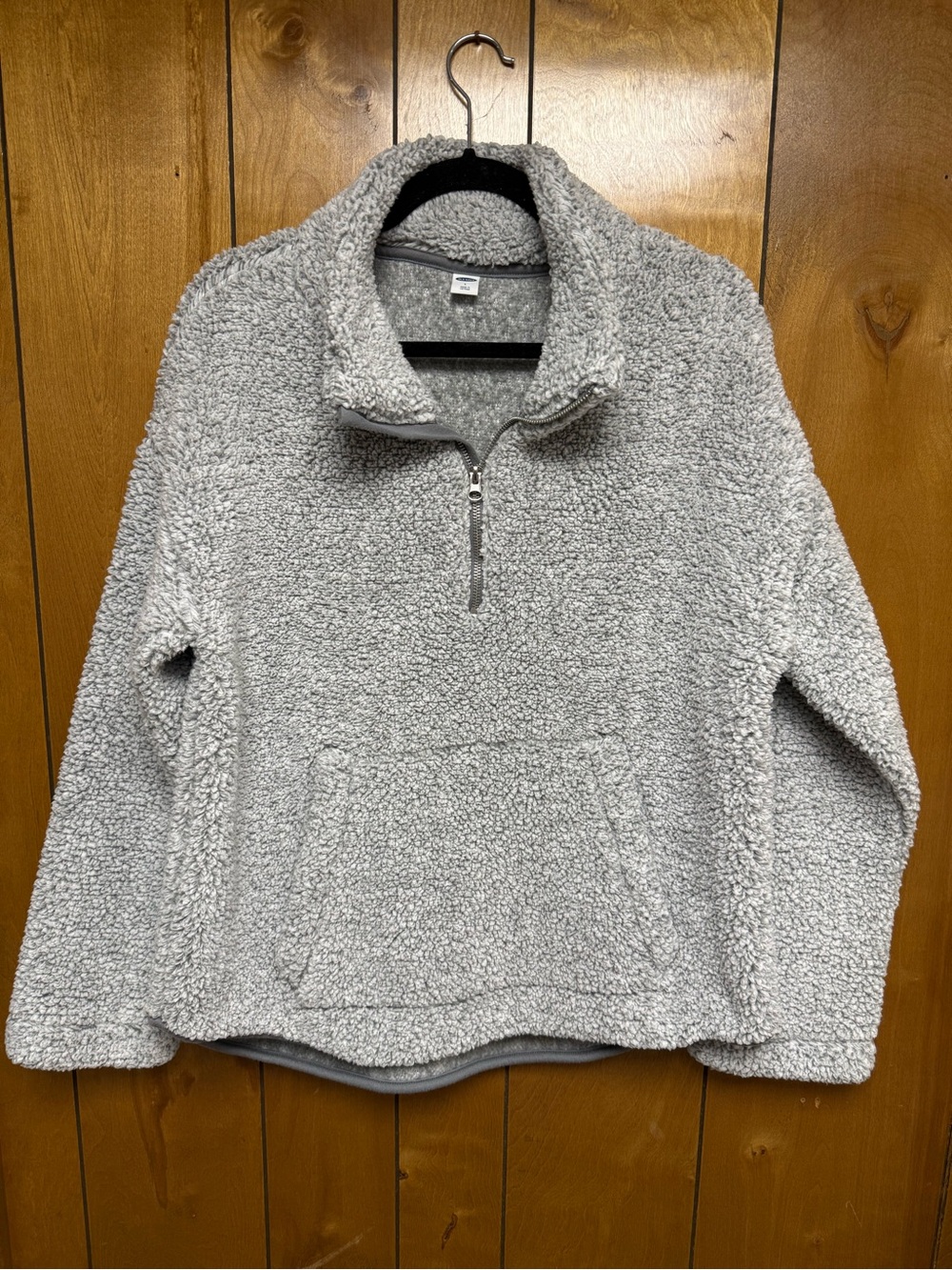 Cozy Grey Sherpa Half-Zip Pullover